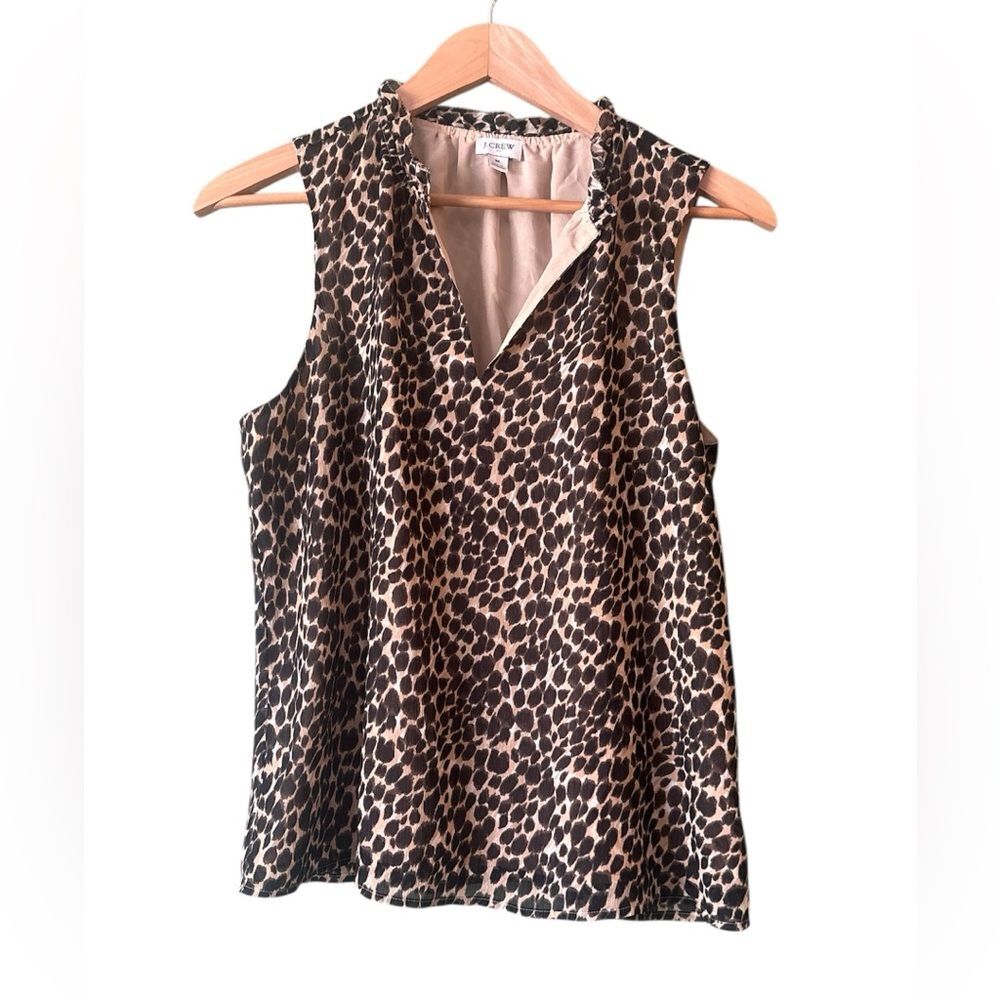 J. Crew Leopard Print Sleeveless Tank Top Blouse Brown Sz M